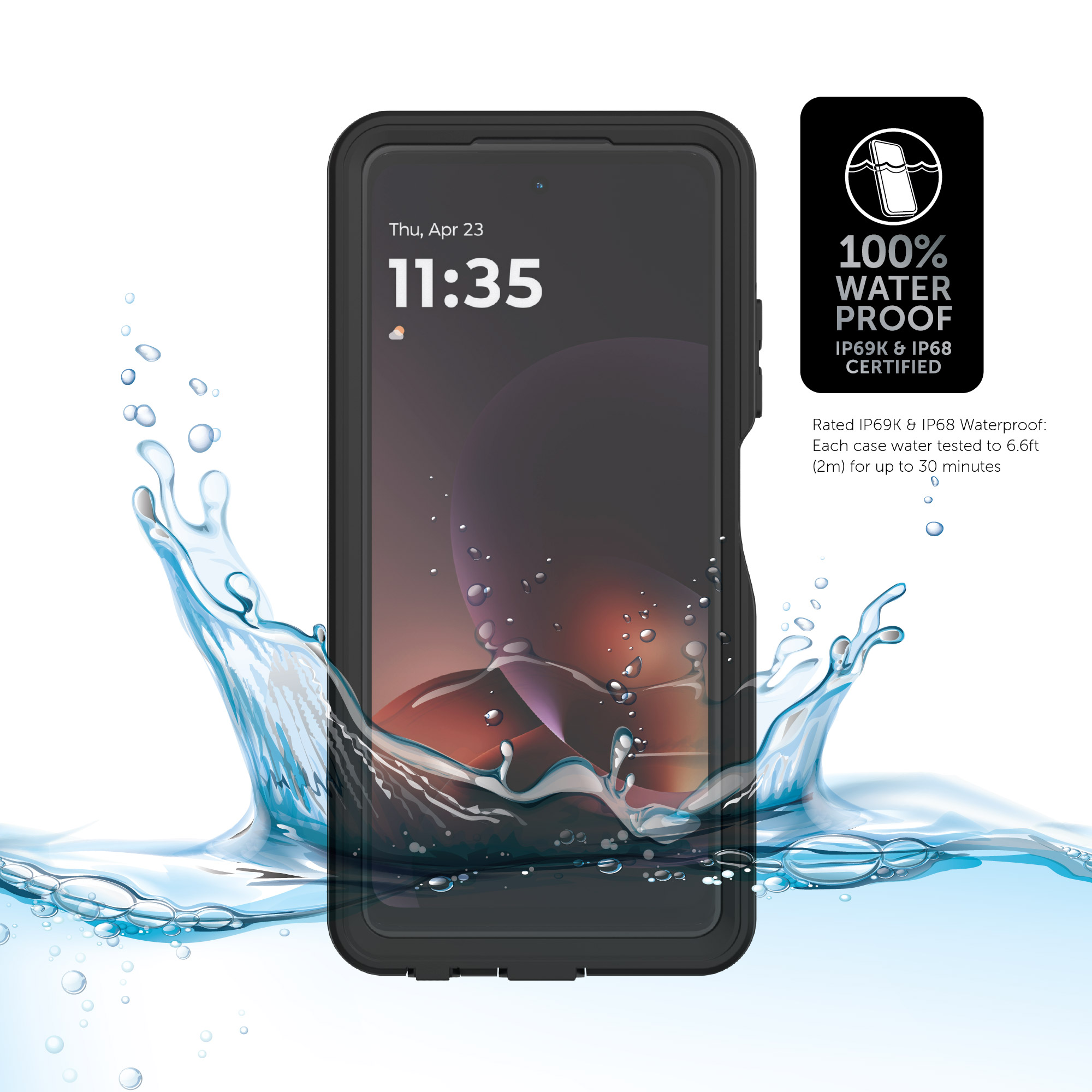 Body Glove Tidal Waterproof Phone Case for Motorola moto g (2026) - Black/Clear
