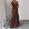 thumbnail image 5 of Laqbezok Evening Gown Dress, Women's V-Neck Mesh Flare Sleeve Formal Maxi, Elegant Ruched Bodycon Party Wedding Guest Dress with Split Hem, 5 of 5