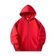 thumbnail image 4 of TOWED22 Girls Zip Up Hoodie Casual Long Sleeve Jacket Lightweight Sweatshirt with Pockets(Red,3-4 Y), 4 of 5