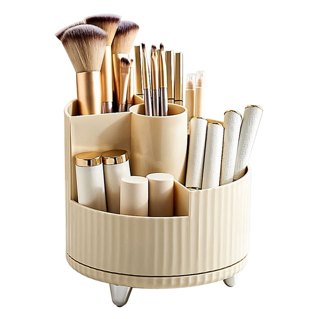 Porta brochas de maquillaje giratorio de 360 grados, vaso de almacenamiento para cosméticos, para tocador, perfume pequeño, lápiz labial, crema