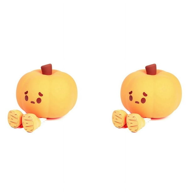 2X Luz LáMpara LáMpara con Sensor TáCtil de Calabaza LáMpara de Noche NavideñA LáMpara LED Recargable de Silicona