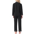 thumbnail image 3 of INSPIRAR CHIC Conjunto de Pijamas de Algodón para Mujeres, Camisa de Manga Larga con Botones y Pantalones, Talla S, Negro, 3 of 6