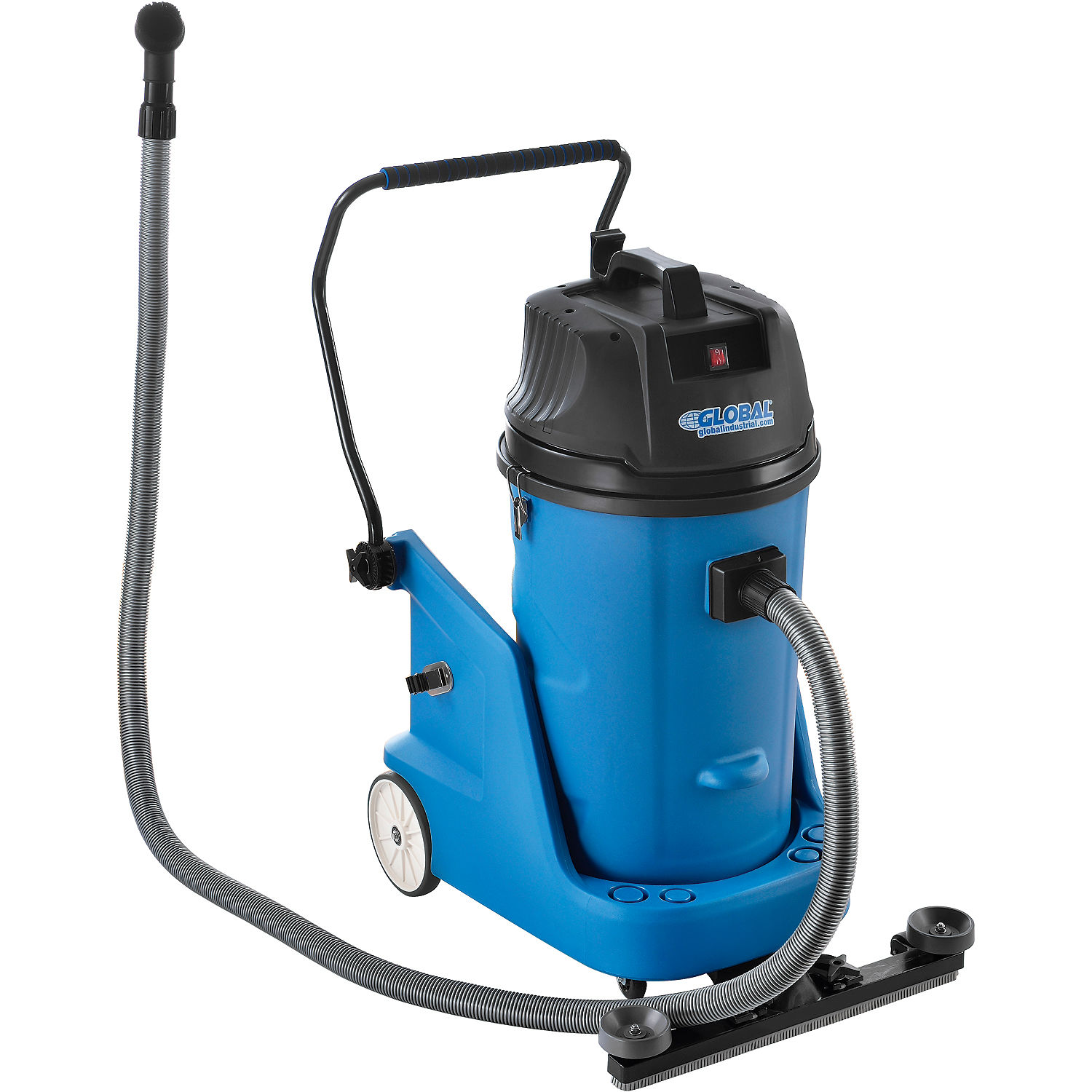 Global Industrial Wet Dry Squeegee Vacuum with On-board Tool Storage, 18 Gallon Capacity