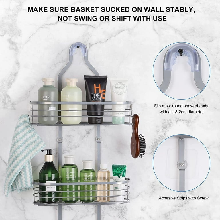 Hanging Shower Caddy, Shower Basket with Suction Cup Soap Box