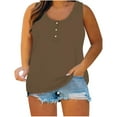 thumbnail image 1 of Chbgutlmr Hauts Grande Taille pour Femmes Bouton Col Rond Sans Manches Ample Couleur Unie Confortable Débardeurs d'Été, 1 of 6