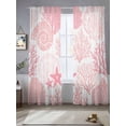 thumbnail image 2 of Coastal Pink Sheer Curtains 84 Inch Length 2 Panels Set, Ocean Coral Starfish Shell Modern Sea Voile Window Treatment Rod Pocket Curtains Sheers Drapes for Bedroom/Living Room/Kitchen 52"x84"x2, 2 of 7