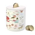 thumbnail image 3 of Christmas Piggy Bank, Christmas Graphic Elements Delicate Gentle Ornate, Ceramic Coin Bank Money Box for Cash Saving, 3.6" X 3.2", Multicolor, by Ambesonne, 3 of 4