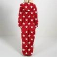thumbnail image 4 of FRSASU Women Fuzzy Fllece Jumpsuit Pajamas Star Printed Long Sleeve Zipper Onesie Fleece Hooded Playsuit Winter Warm Rompers Sleepwear Red, 4 of 5