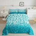 thumbnail image 2 of Manfei Leopard Print 2pcs Bedding Comforter Set,Sequin Print Twin Comforter Sets,Blue White Breathable Bedding Set,Breathable Abstract Room Decor,Reversible, 2 of 8