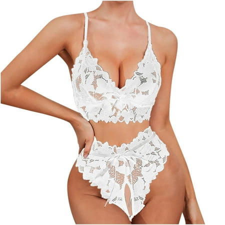 

KBKYBUYZ Sexy Women Bowknot Lingerie Lace Hollow Out Temptation Babydoll Underwear Panties Underpants Sleepwear Briefs Suit