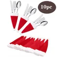 thumbnail image 2 of Decoración navideña 2024 Decoraciones para el hogar Decoración de la mesa de la cena y accesorios de mesa Gorro navideño Tenedor Cuchillo Bolsa de cubiertos, 2 of 5