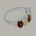 thumbnail image 5 of LBG British Made 10k White Gold Natural Garnet & Opal Womens Eternity Ring - 33 size options - Size 7.75, 5 of 8
