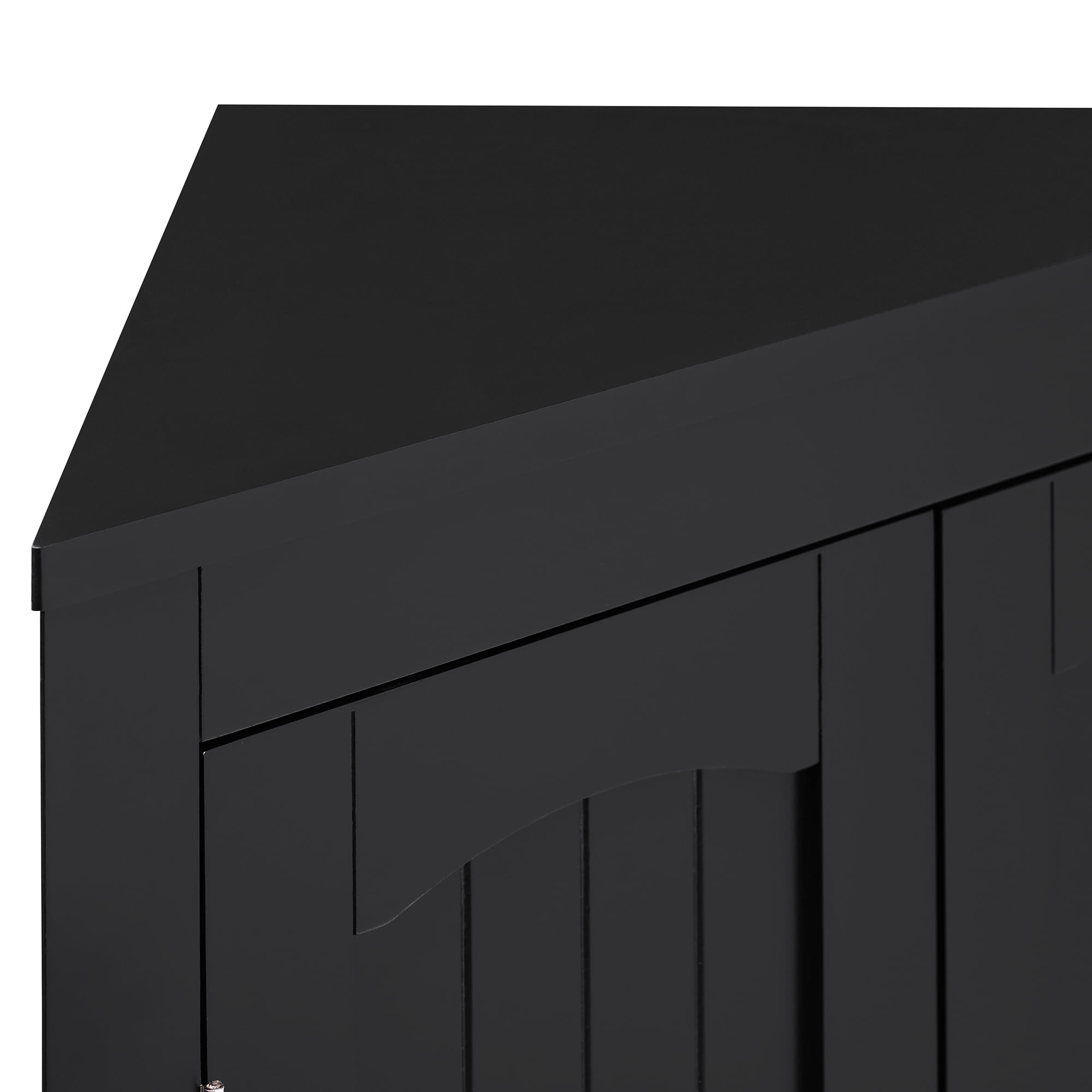Floor Corner Cabinet with Doors and Shelves,Triangle Bathroom Storage Cabinet,Free Standing Storage Cabinet for Bathroom,Living Room,Black02