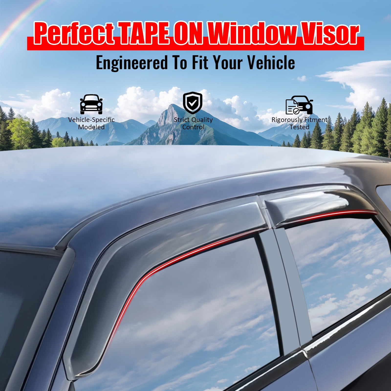 Ikon Motorsports Compatible with 14-23 Mitsubishi Mirage Hatchback Acrylic Window Visors Vent Windshield Deflector Rain Guard 4Pc Set Outside Mount 2014 2015 2016 2017 2018 2019 2020 2021