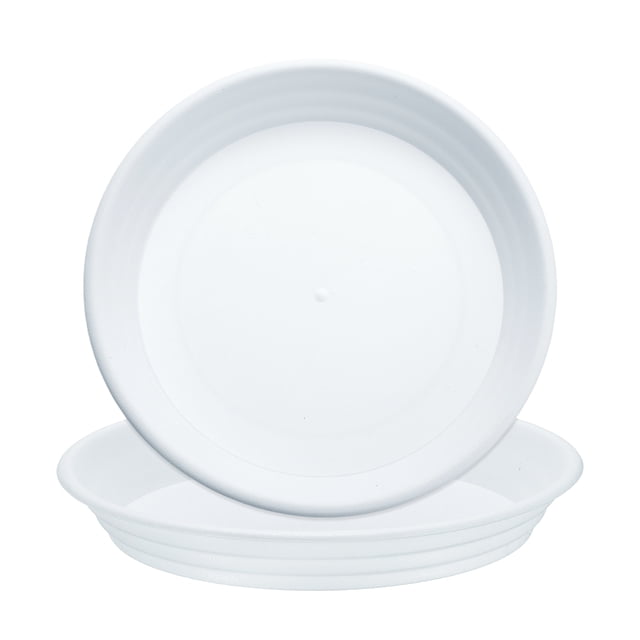 Uxcell 2 piezas de platillo de plástico para plantas de 7" bandeja redonda para maceta, blanco perla