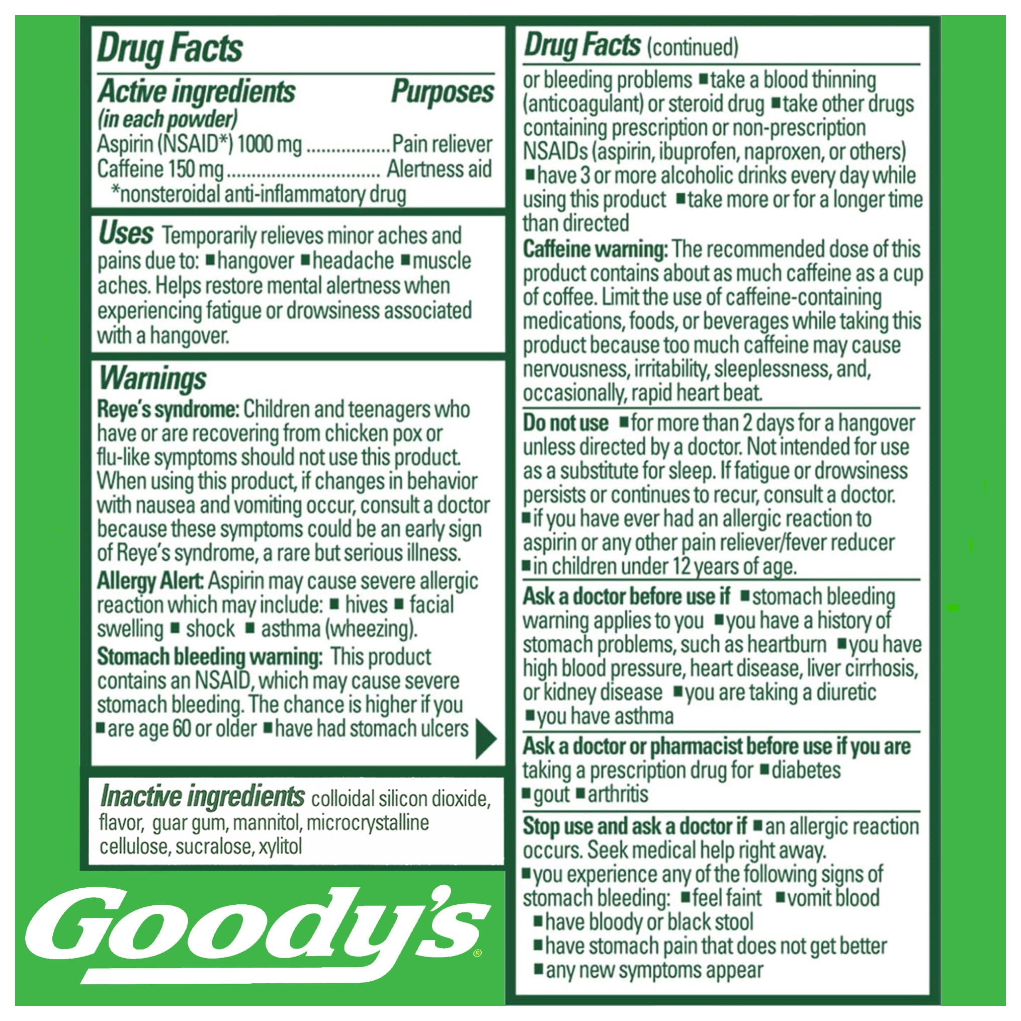 Goody's Powders, Fast Pain Relief & Alertness Boost, Berry Citrus Headache Relief, 16 Stick Powders