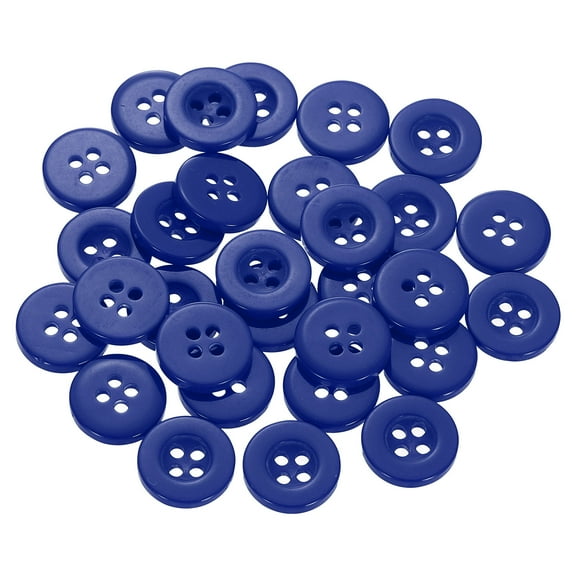 60pcs 20L Sewing Buttons 1/2"(12.5mm) Resin Round Flat 4-Hole Craft Replacement Buttons for Sewing Clothing and DIY, Blue