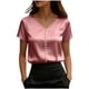 thumbnail image 1 of Eres Más Que Una Camisa de Puntuación de Prueba Moda de Verano de Mujer Color Sólido Casual Cuello en V Top de Manga Corta Mujeres Tops de Verano Casual, 1 of 5