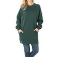 thumbnail image 4 of A2Y Women's Oversized Crew Neck Loose Fit Longline Front Slits Pockets Sweatshirts Huntergreen S, 4 of 5