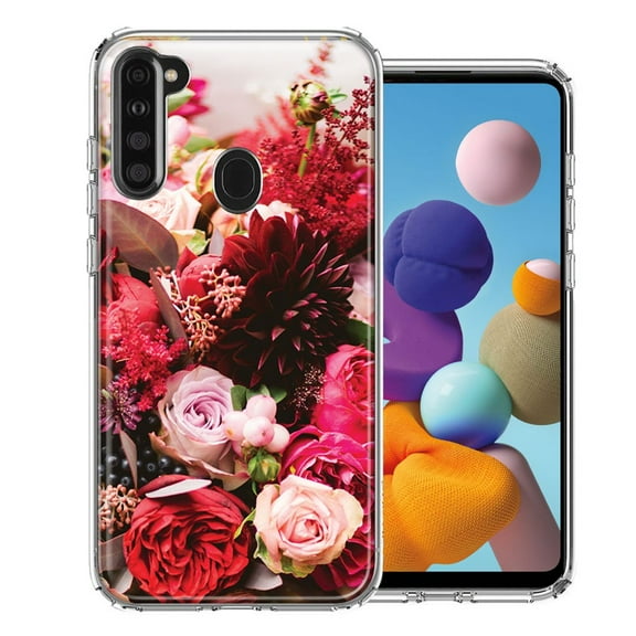 MUNDAZE For Samsung A21 Colorful Flowers Design Double Layer Phone Case Cover
