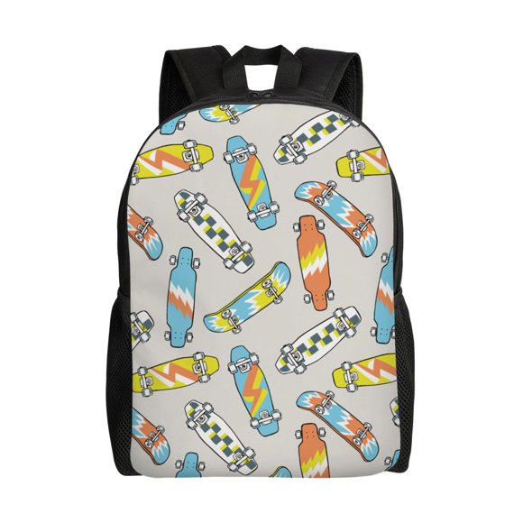 Lukts Skateboard Pattern Backpack for Travel, Sports, Beach, Work, Casual Daily Pack for Men Women Fits 15.6 Inch Laptop