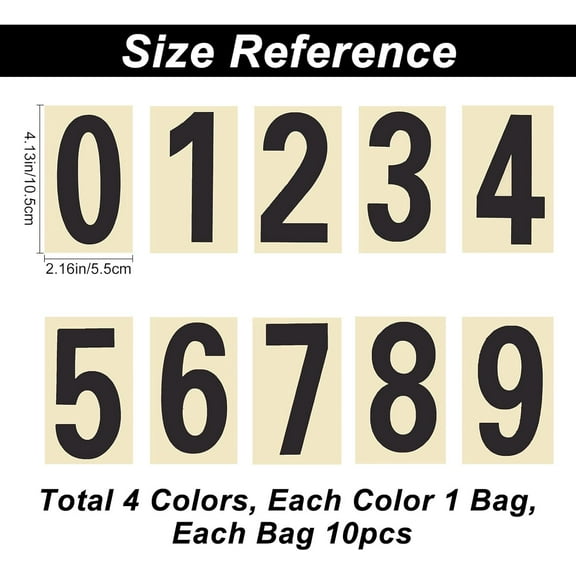 1bag 4 colors 40pcs Number Reflective Stickers Waterproof Mailboxes Decals Modern Number Self Adhesive Mixed color Vinyl Stickers for Outside Signs House Window Address Indoor Outdoor 2 x 4 Inch