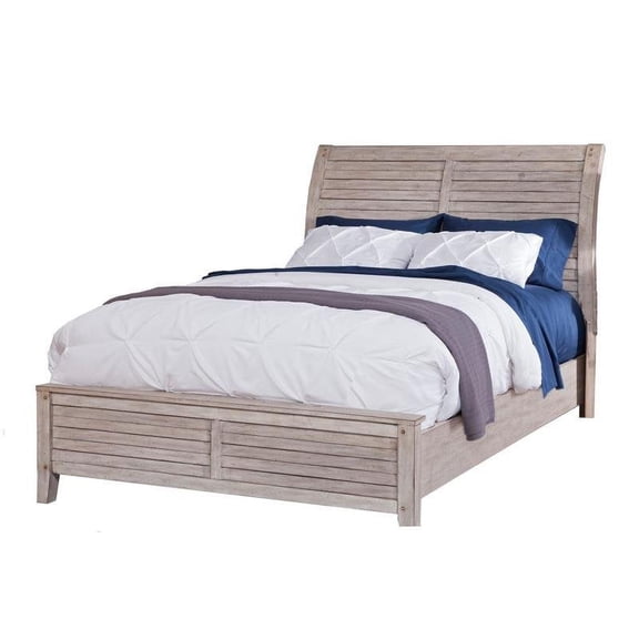 American Woodcrafters Aurora White-washed Wood King Sleigh Bed