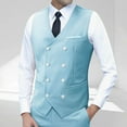 thumbnail image 3 of ZCFZJW Men's Double Breasted Suit Vests, Casual Business Vests, Slim Fit V-Neck Shawl Lapel Waistcoat,for Wedding Groom Dating Sky Blue XL, 3 of 4