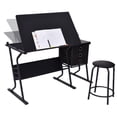 thumbnail image 4 of Costway Table de Dessin Réglable Bureau de Dessin Art et Artisanat avec Tabouret et Tiroirs, 4 of 8