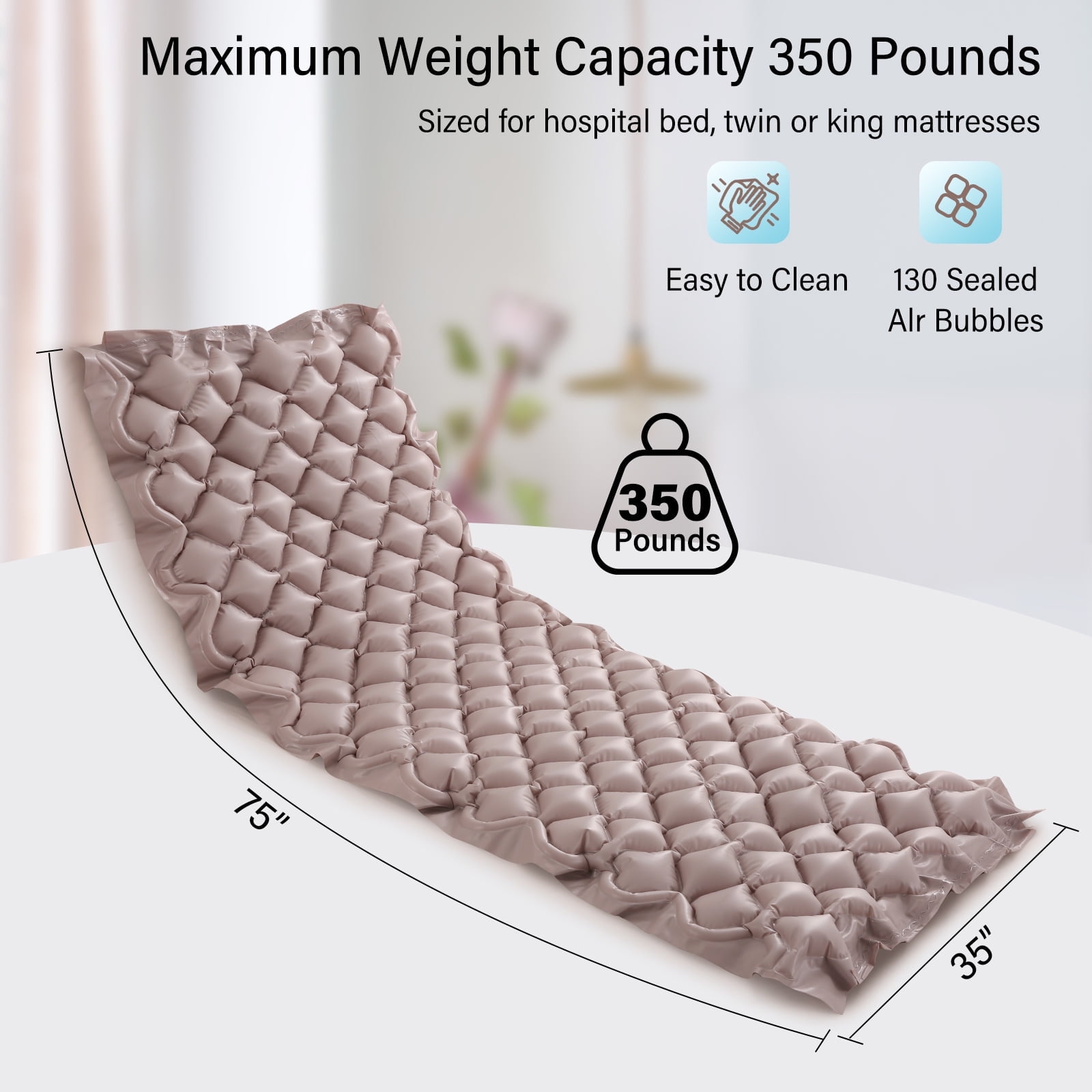 Naipo Alternating Air Pressure Mattress with Ultra-Quiet Pump,Prevents Bed Sores,Improves Microcirculation,for Hospital and Home Single Bed,Designed for Bedridden Patients