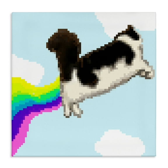 Stupell Industries Whimsical Cat Flying Animals Painting Wrapped Canvas Art Print Wall Art, 17 x 17