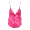 thumbnail image 5 of Gibobby pijama de manga larga con botones Pijama sexy de dos piezas con tirantes huecos sin espalda para mujer, ropa para el , traje de pijama (Rosa, L), 5 of 5