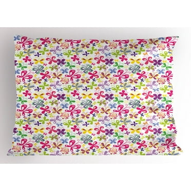 Ambesonne Butterfly Pillow Sham, Spring Inspired Fauna, 26" X 20", Multicolor