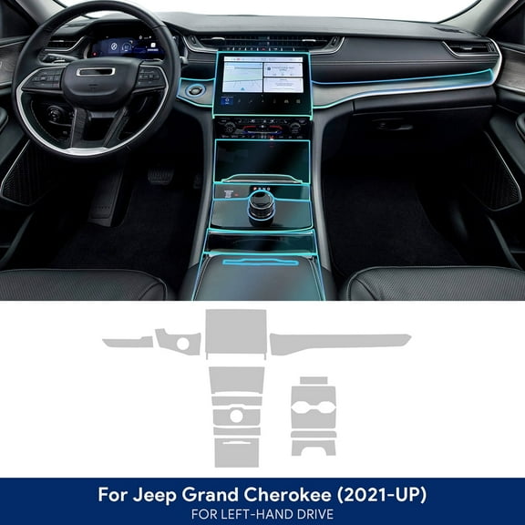 Interior TPU for Jeep Grand Cherokee 2021 2022 2023 2024 Anti-scratch Film Center Console Navigation Panel Protection Sticker.