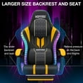 thumbnail image 6 of HOFFREE Led Gaming Chair Massage with Speakers Big and Tall Video Game Chair with Footrest for 400lbs Reclining High Back Computer Desk Chair Yellow and Black, 6 of 7