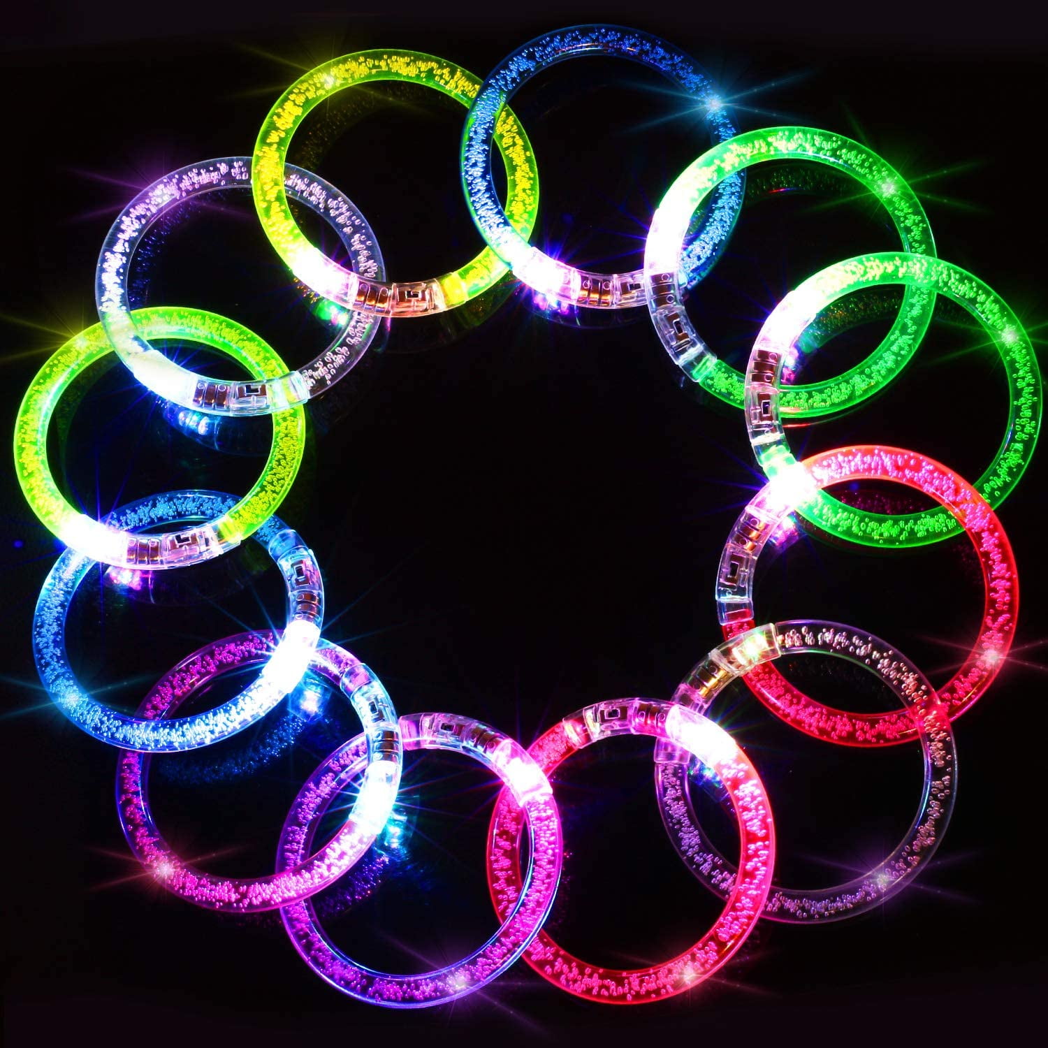 Light Up Glow In The Dark Flashing LED Light Bracelet Disco Party Bike Pink 