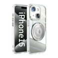 thumbnail image 5 of Allytechgroup iPhone 15 Case with Tempered Glass Lens Protector, Ring Holder Kickstand Shockproof Drop Protection Scratch Resistant Anti-Yellow Clear Back Case Cover for Apple iPhone 15, White, 5 of 9