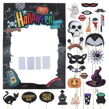 

25pcs Paper Photo Frame Halloween Photo Props Supplies Hand-held Photo Props 1PC Paper Photo Frame 24PCS Hand-held Camera Prop