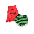 thumbnail image 2 of Aunavey Kids Girls Summer Clothes Set Baby Watermelon Tassle Vest Tops + Shorts Pants, 2 of 6