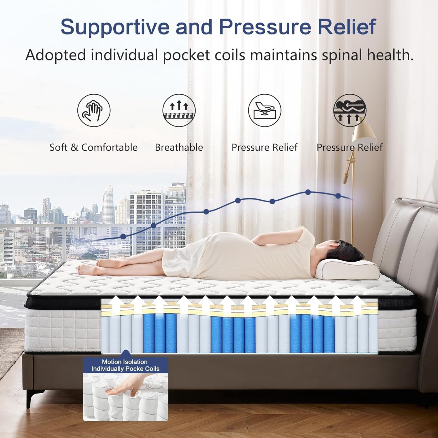 12 Inch King Size Mattress, Medium Firm Mattress for Cool Night & Pressure Relief,Edge Support Pressure Relief with Motion Isolating, Ships Compressed