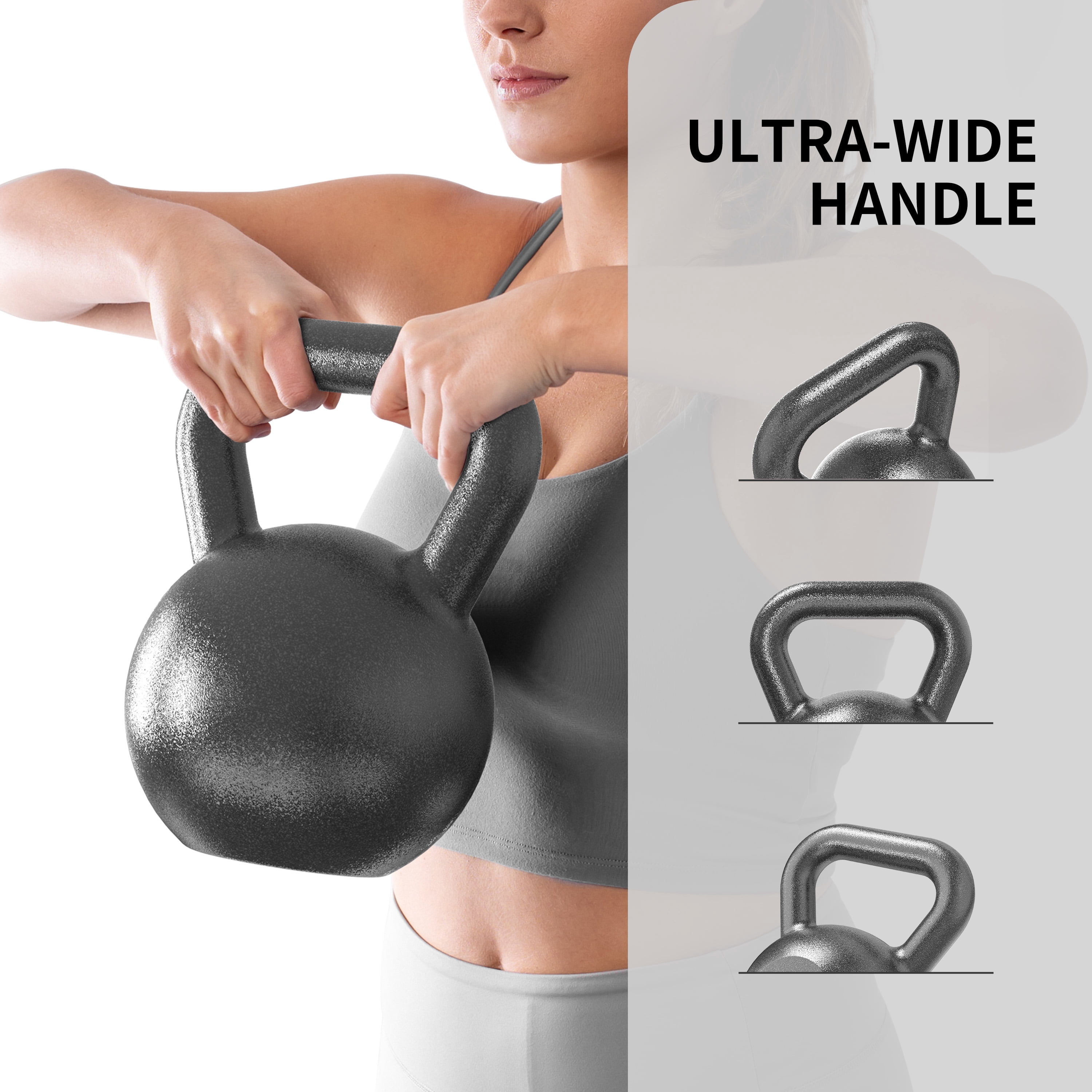 Athletic Works 15lb Kettlebell, Casting Iron, Durable Hammertone Finish, Black