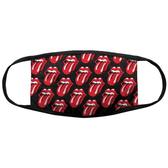 Men's Rolling Stones Tongue Repeat Face Mask Black