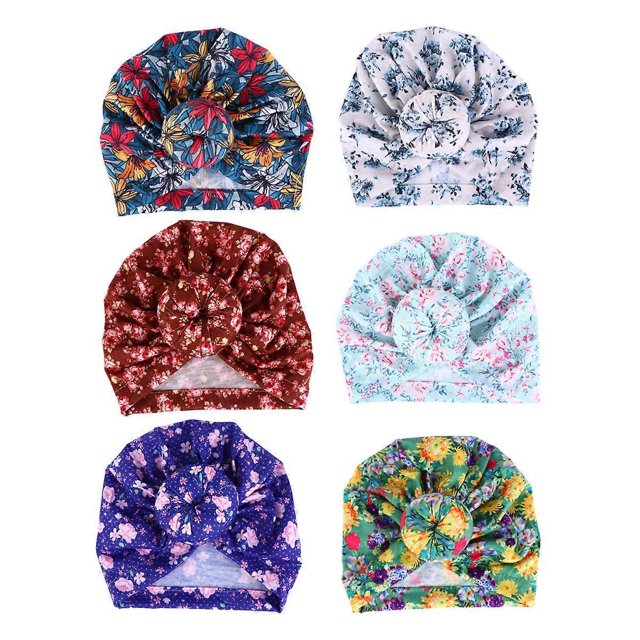 Baby Turban Floral Hat for Baby Wearing 6Pcs Assorted Color Headwraps
