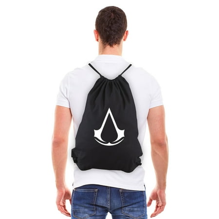 Assassin's-Creed-logo Eco-Friendly Reusable Canvas Draw String Bag Black &
