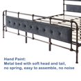thumbnail image 3 of PORKISS King Size Metal Bed Frame, Velvet Upholstered Platform Bed, King Bed Frame for Adults Teens, No Box Spring Needed, Dark Gray, 3 of 7