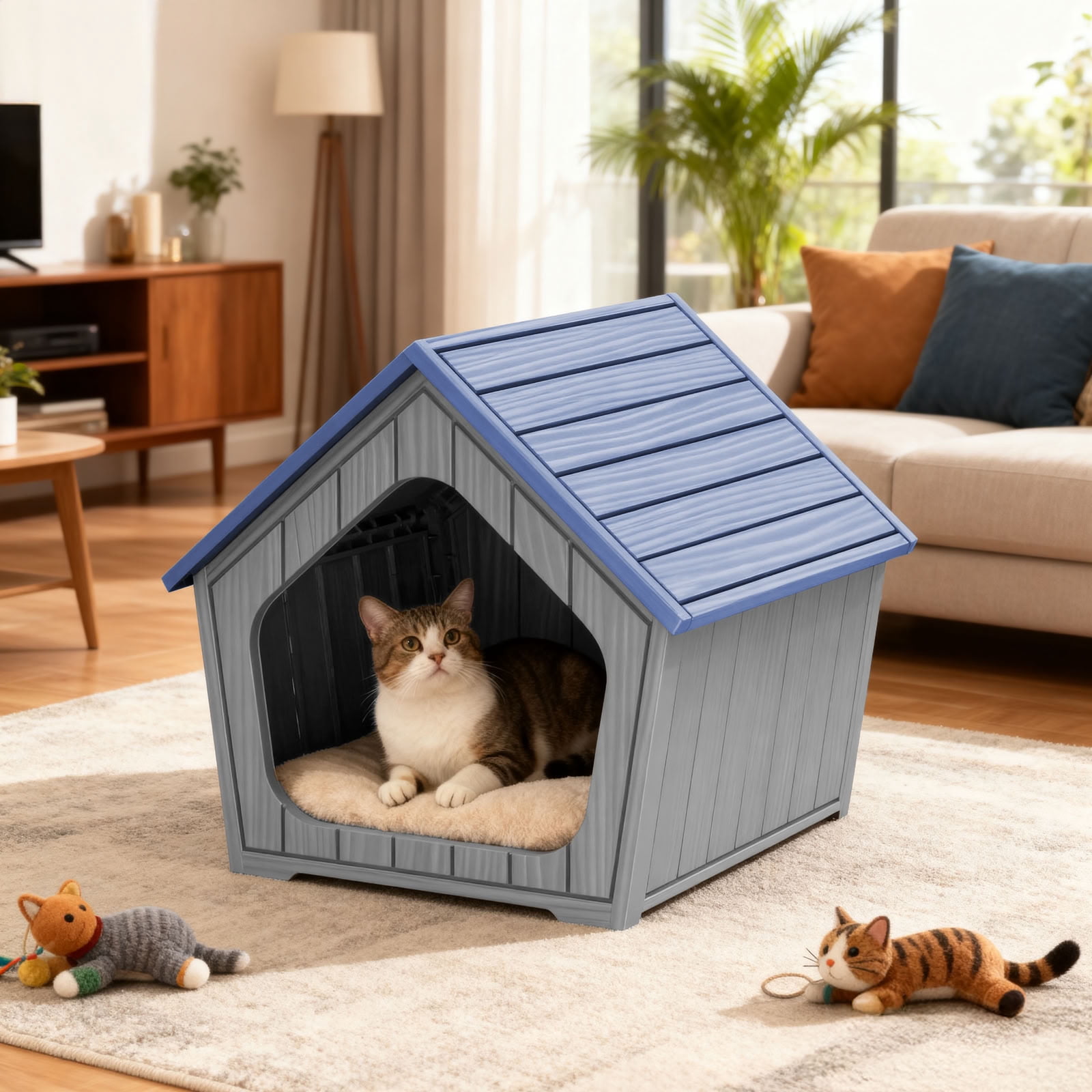 MAYEERTY Small Cute Cat Dog House, Tool-Free Installation Durable Pet House for Outdoor/Indoor