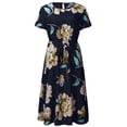 thumbnail image 2 of TIHLMK Plus Size Dress for Women Ladies Large Loose O-Neck Short Sleeve Floral Printed Waist Chiffon Dress, 2 of 9