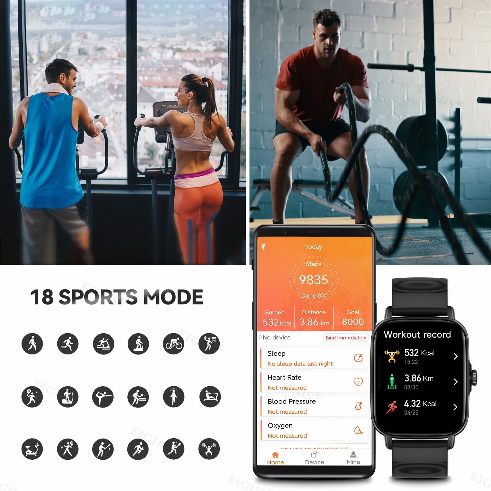 VOPOCO Smartwatches for Men, 1.69" IPS Screen Fitness Tracker Sport Pedometer, IP67 Waterproof Sleep Monitor, for iPhone Android