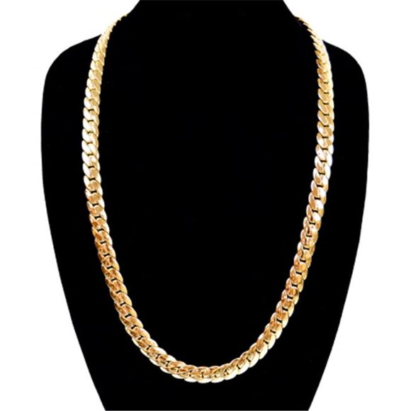 10 mm & 30 Po Collier de Chaîne Cubain Miami Plaqué Or 14 Carats