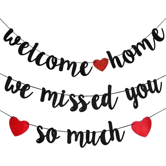 Welcome Home Banner Welcome Home Party Decorations We Will Miss You So Much Banner Welcome Home Streamers We Will Miss You Garland Black Banner Hanging Banner for Welcome Home Party Supplies